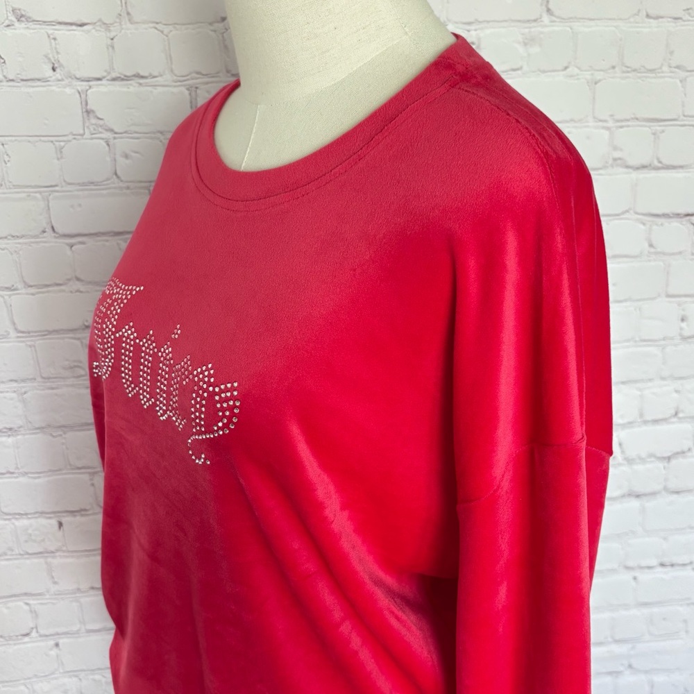 JUICY COUTURE Coco Red Diamanté Velour Tracksuit Top and Jogger Set--NWT--L - Picture 4 of 15
